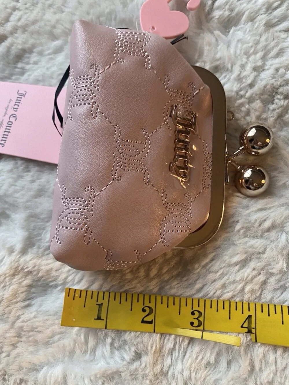 Juicy Couture‎ Flawless Kisslock Coin Purse W/Chain Strap Dusty Blush NEW
